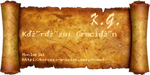Körözsi Gracián névjegykártya